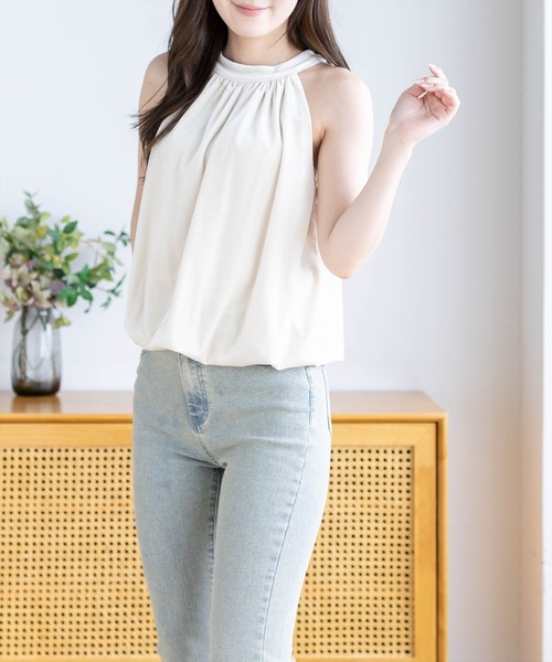 clear（クリア）の「ホルターネックベロアバルーントップス［骨格ウェーブ／きれいめ］（Tシャツ/カットソー・レディース・アイボリー/ピンク/チャコールグレー・F）」の22枚目の写真