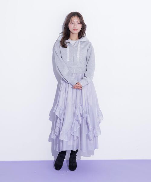 JILL by JILL STUART(ジルバイジルスチュアート)の「レーストリムフーディー(パーカー・レディース・ベージュ/グレー/ブラウン・FREE)」の9枚目の写真