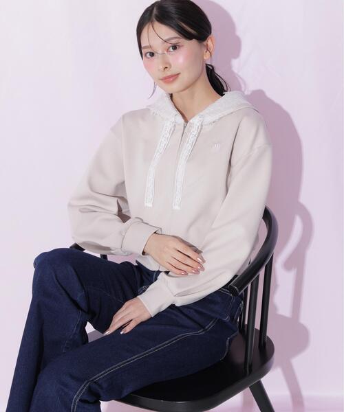 JILL by JILL STUART(ジルバイジルスチュアート)の「レーストリムフーディー(パーカー・レディース・ベージュ/グレー/ブラウン・FREE)」の13枚目の写真