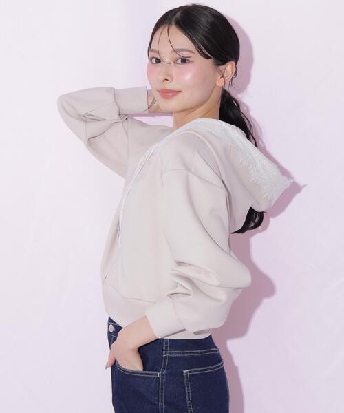 JILL by JILL STUART(ジルバイジルスチュアート)の「レーストリムフーディー(パーカー・レディース・ベージュ/グレー/ブラウン・FREE)」の14枚目の写真