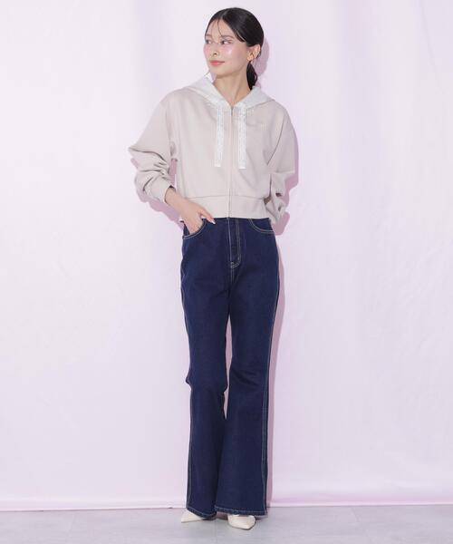 JILL by JILL STUART(ジルバイジルスチュアート)の「レーストリムフーディー(パーカー・レディース・ベージュ/グレー/ブラウン・FREE)」の17枚目の写真