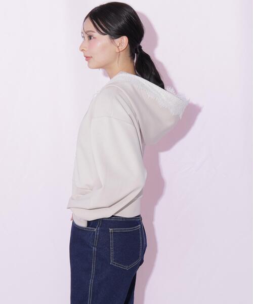 JILL by JILL STUART(ジルバイジルスチュアート)の「レーストリムフーディー(パーカー・レディース・ベージュ/グレー/ブラウン・FREE)」の20枚目の写真
