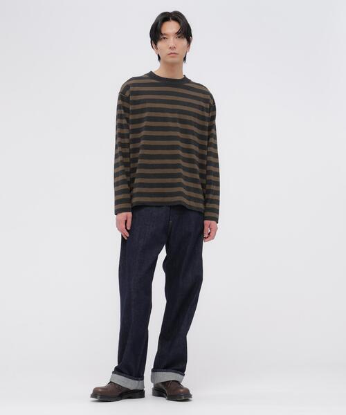 MHL.(エムエイチエル)の「LIGHT COTTON MELANGE STRIPE(Tシャツ/カットソー・メンズ・ブラウン・MEDIUM/LARGE)」の2枚目の写真