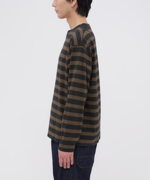 MHL.(エムエイチエル)の「LIGHT COTTON MELANGE STRIPE(Tシャツ/カットソー・メンズ・ブラウン・MEDIUM/LARGE)」の5枚目の写真