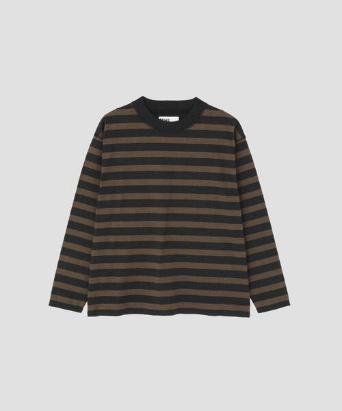 MHL.(エムエイチエル)の「LIGHT COTTON MELANGE STRIPE(Tシャツ/カットソー・メンズ・ブラウン・MEDIUM/LARGE)」の6枚目の写真