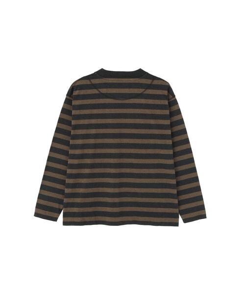 MHL.(エムエイチエル)の「LIGHT COTTON MELANGE STRIPE(Tシャツ/カットソー・メンズ・ブラウン・MEDIUM/LARGE)」の7枚目の写真