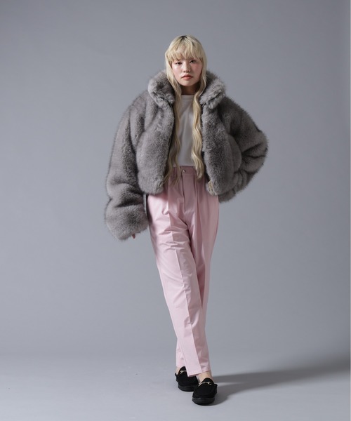 BEAVER(ビーバー)の「B omnivore/ビーオムニボー ECO FUR STAND BLOUSON(ブルゾン・レディース・ブラウン/グレー・FREE)」の13枚目の写真