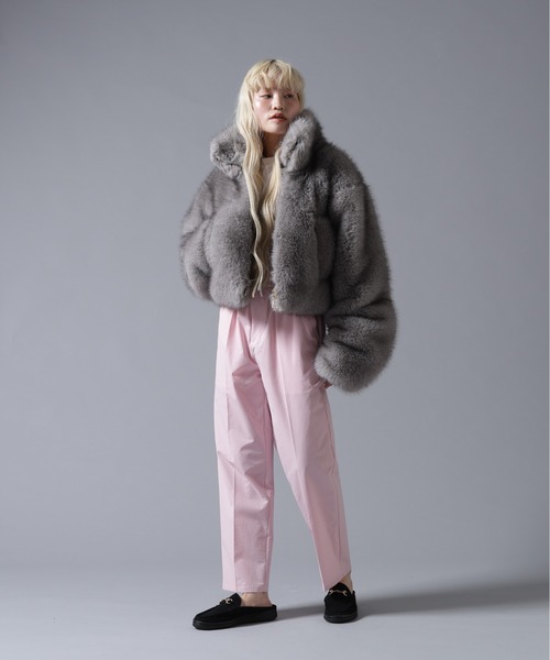 BEAVER(ビーバー)の「B omnivore/ビーオムニボー ECO FUR STAND BLOUSON(ブルゾン・レディース・ブラウン/グレー・FREE)」の14枚目の写真