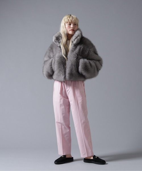 BEAVER(ビーバー)の「B omnivore/ビーオムニボー ECO FUR STAND BLOUSON(ブルゾン・レディース・ブラウン/グレー・FREE)」の15枚目の写真