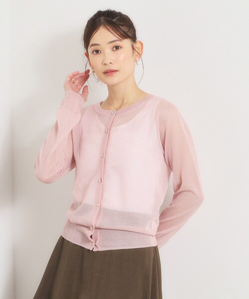 ITS'DEMO(イッツデモ)の「ラメニットクルーネックカーディガン(カーディガン/ボレロ・レディース・ブラック/オフホワイト/ピンク/ブラウン系・00)」の4枚目の写真
