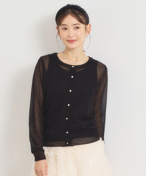 ITS'DEMO(イッツデモ)の「ラメニットクルーネックカーディガン(カーディガン/ボレロ・レディース・ブラック/オフホワイト/ピンク/ブラウン系・00)」の2枚目の写真