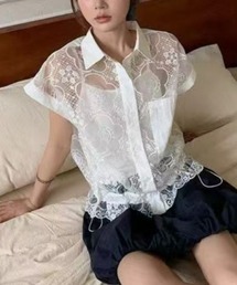 襟付きレーストップス