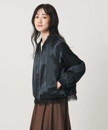 ＜MARILYN MOON＞サテン レース リバーシブル ブルゾン