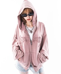 SHORT ROUND（ショートラウンド）の「SHORT ROUND/【26年秋冬新作】ブリーチダメージアップリケZIPパーカー（パーカー）」