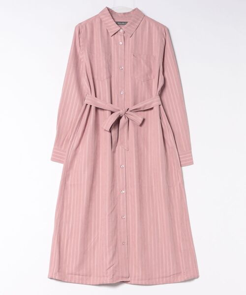 Eddie Bauer（エディーバウアー）の「ヘリンボーン ライク シャツワンピース（シャツワンピース・レディース・アイボリー/ネイビー/ピンク・XL/L/S/M）」の3枚目の写真