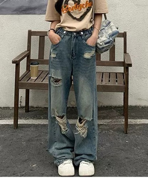 VENCEEXCHANGE(ヴァンスエクスチェンジ)の「ダメージデニムワイドパンツ(その他パンツ・レディース・ブルー・S/M/L)」の5枚目の写真