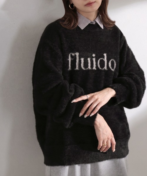 HUG.U(ハグユー)の「シャギーロゴニット(ニット/セーター・レディース・レッド/ブラック/アッシュグレー/ベージュ/ブルー・FREE)」の2枚目の写真