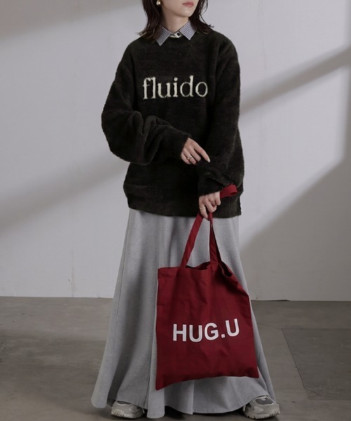 HUG.U(ハグユー)の「シャギーロゴニット(ニット/セーター・レディース・レッド/ブラック/アッシュグレー/ベージュ/ブルー・FREE)」の19枚目の写真