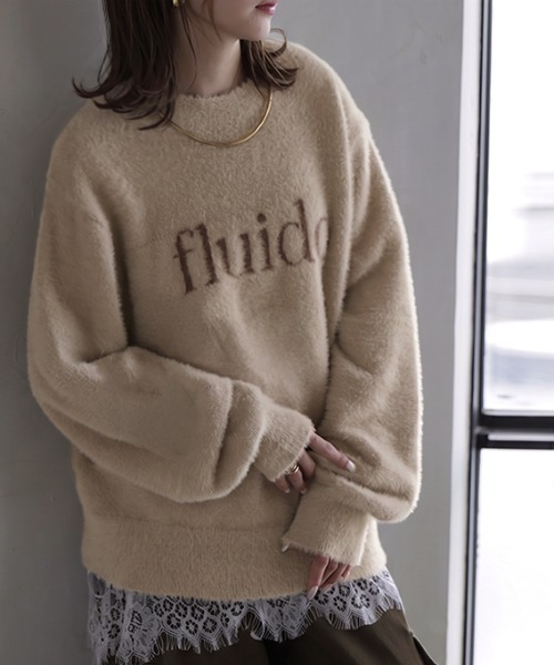 HUG.U(ハグユー)の「シャギーロゴニット(ニット/セーター・レディース・レッド/ブラック/アッシュグレー/ベージュ/ブルー・FREE)」の9枚目の写真