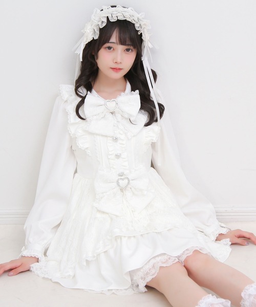 DearMyLove(ディアマイラブ)の「レースカシュクールフリルワンピース(ワンピース・レディース・ホワイト/ブラック/ベビーピンク・MEDIUM/LARGE/3L)」の9枚目の写真