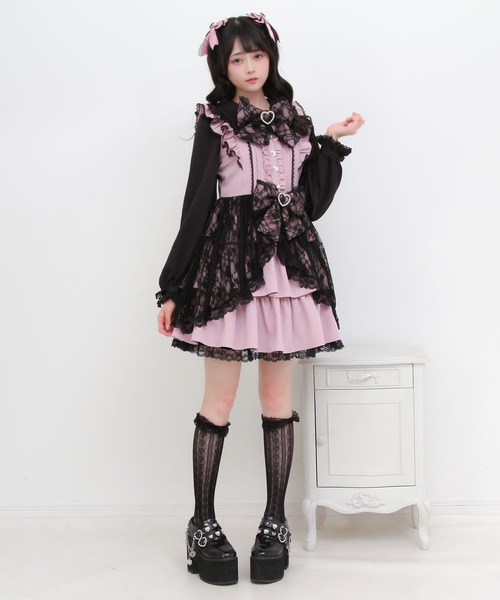 DearMyLove(ディアマイラブ)の「レースカシュクールフリルワンピース(ワンピース・レディース・ホワイト/ブラック/ベビーピンク・MEDIUM/LARGE/3L)」の12枚目の写真