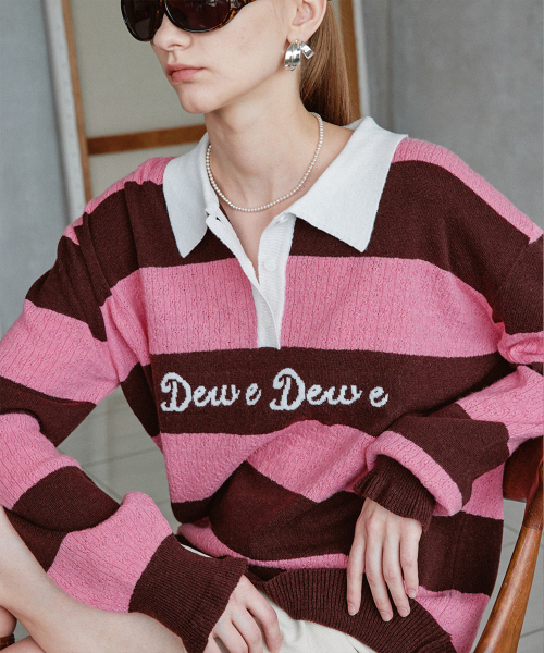 DEWEDEWE(デュイデュイ)の「カラー ブロック ニット (2カラー)(ニット/セーター・レディース・ピンク/イエロー・FREE)」の3枚目の写真