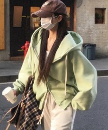 フード付き ジップアップパーカー