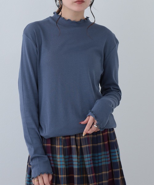 FUNALIVE(ファンアライブ)の「26AW シアーハイネックメロープルオーバー 長袖(Tシャツ/カットソー・レディース・オリーブ/ブラック/アイボリー/グレイッシュブルー・M-L)」の1枚目の写真