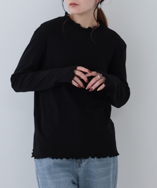 FUNALIVE(ファンアライブ)の「26AW シアーハイネックメロープルオーバー 長袖(Tシャツ/カットソー・レディース・オリーブ/ブラック/アイボリー/グレイッシュブルー・M-L)」の3枚目の写真
