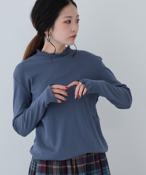 FUNALIVE(ファンアライブ)の「26AW シアーハイネックメロープルオーバー 長袖(Tシャツ/カットソー・レディース・オリーブ/ブラック/アイボリー/グレイッシュブルー・M-L)」の22枚目の写真