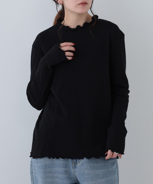 FUNALIVE(ファンアライブ)の「26AW シアーハイネックメロープルオーバー 長袖(Tシャツ/カットソー・レディース・オリーブ/ブラック/アイボリー/グレイッシュブルー・M-L)」の6枚目の写真