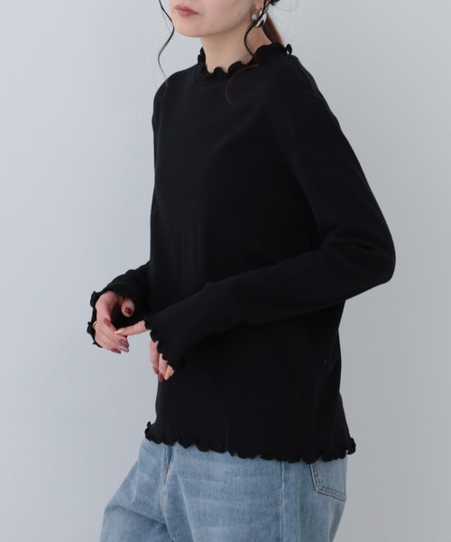 FUNALIVE(ファンアライブ)の「26AW シアーハイネックメロープルオーバー 長袖(Tシャツ/カットソー・レディース・オリーブ/ブラック/アイボリー/グレイッシュブルー・M-L)」の7枚目の写真