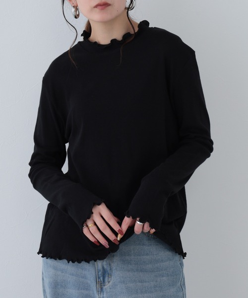 FUNALIVE(ファンアライブ)の「26AW シアーハイネックメロープルオーバー 長袖(Tシャツ/カットソー・レディース・オリーブ/ブラック/アイボリー/グレイッシュブルー・M-L)」の5枚目の写真