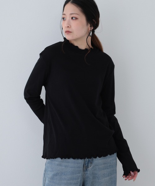 FUNALIVE(ファンアライブ)の「26AW シアーハイネックメロープルオーバー 長袖(Tシャツ/カットソー・レディース・オリーブ/ブラック/アイボリー/グレイッシュブルー・M-L)」の9枚目の写真