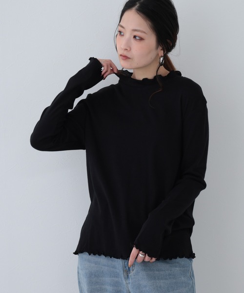 FUNALIVE(ファンアライブ)の「26AW シアーハイネックメロープルオーバー 長袖(Tシャツ/カットソー・レディース・オリーブ/ブラック/アイボリー/グレイッシュブルー・M-L)」の10枚目の写真