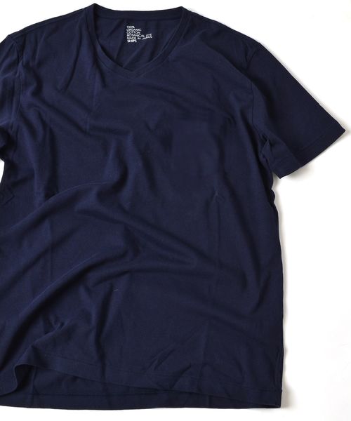 SHIPS（シップス）の「SC: SHIPS(シップス) オーガニックコットン×ボタニカルダイ Vネック ポケット Tシャツ（Tシャツ/カットソー・メンズ・ネイビー/ピンク/グレー/ホワイト/ベージュ/オリーブ・LARGE/SMALL/MEDIUM/X-LARGE）」の5枚目の写真