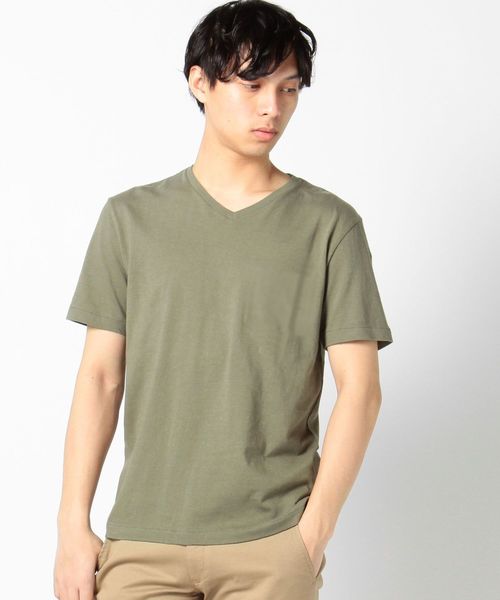 SHIPS（シップス）の「SC: SHIPS(シップス) オーガニックコットン×ボタニカルダイ Vネック ポケット Tシャツ（Tシャツ/カットソー・メンズ・ネイビー/ピンク/グレー/ホワイト/ベージュ/オリーブ・LARGE/SMALL/MEDIUM/X-LARGE）」の4枚目の写真