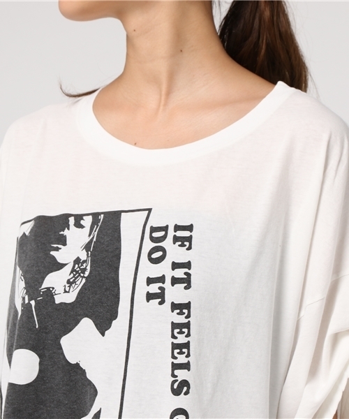 00’s レディース ヒステリックグラマー 総柄プリントクレリック半袖Tシャツ FREEサイズ オフホワイト/ピンク（ジャンク商品） HYSTERIC GLAMOUR（ヒステリックグラマー）の「FEELS GOOD