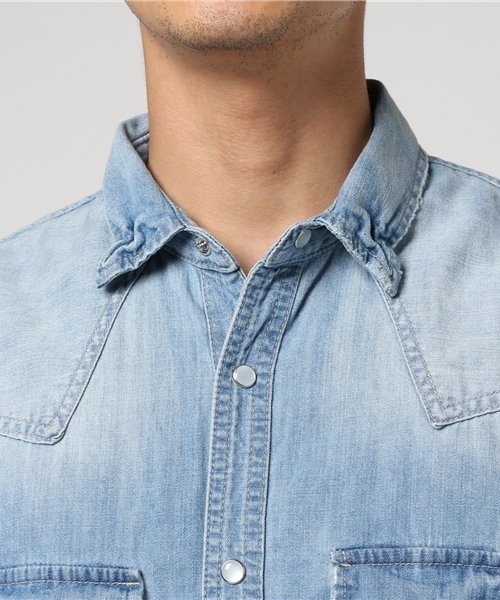 JACKROSE（ジャックローズ）の「ヴィンテージ加工デニムウエスタン（シャツ/ブラウス・メンズ・インディゴブルー/サックスブルー・L/M/XL）」の7枚目の写真