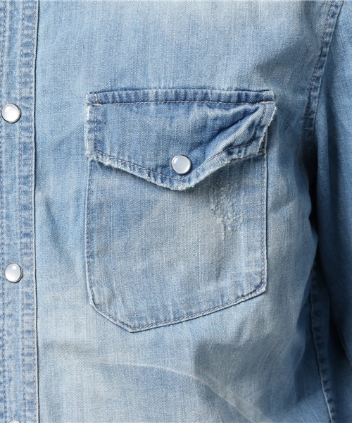 JACKROSE（ジャックローズ）の「ヴィンテージ加工デニムウエスタン（シャツ/ブラウス・メンズ・インディゴブルー/サックスブルー・L/M/XL）」の9枚目の写真