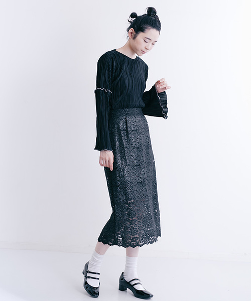 merlot plus(メルロープリュス)の「アコーディオンプリーツブラウス2419(シャツ/ブラウス・レディース・ホワイト/ブラック/ラベンダー・FREE)」の9枚目の写真