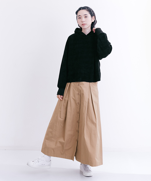 MERLOT（メルロー）の「裾カットオフパーカー1151（パーカー・レディース・ホワイト/ブラック/ベージュ/ネイビー/ピンク・FREE）」の7枚目の写真