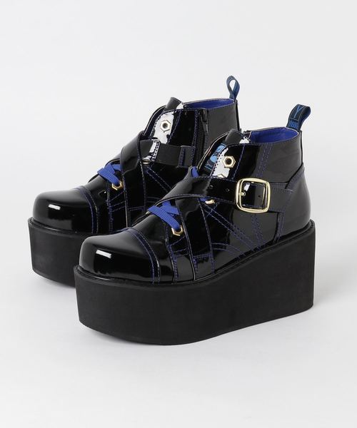 YOSUKE（ヨースケ）の「「YOSUKE/ヨースケ」厚底レースアップハイカットスニーカー（スニーカー・レディース・ブラック/クリアブラック/ブラック×ホワイト・23/24/22.5/24.5/23.5/25）」の3枚目の写真