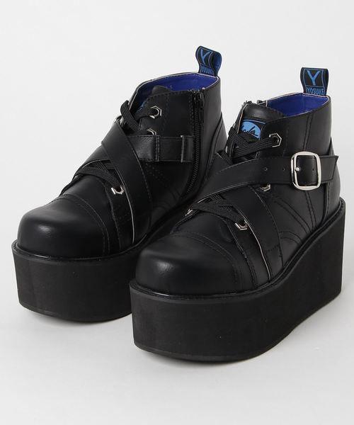 YOSUKE（ヨースケ）の「「YOSUKE/ヨースケ」厚底レースアップハイカットスニーカー（スニーカー・レディース・ブラック/クリアブラック/ブラック×ホワイト・23/24/22.5/24.5/23.5/25）」の2枚目の写真