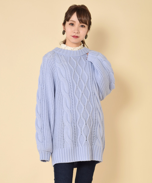 w closet（ダブルクローゼット）の「ケーブル編みロングプルオーバー