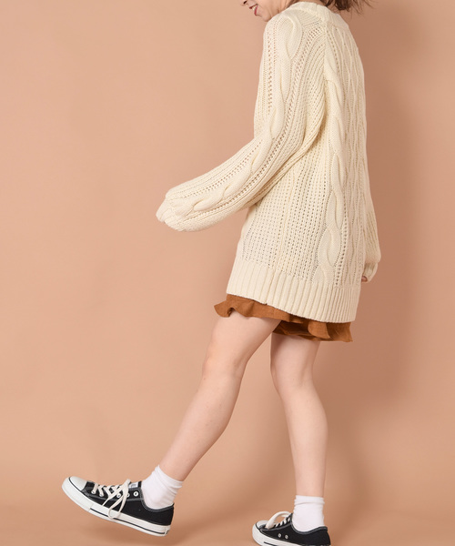 w closet（ダブルクローゼット）の「ケーブル編みロングプルオーバー（ニット/セーター・レディース・サックスブルー/ピンク/ラベンダー/キナリ・FREE）」の5枚目の写真