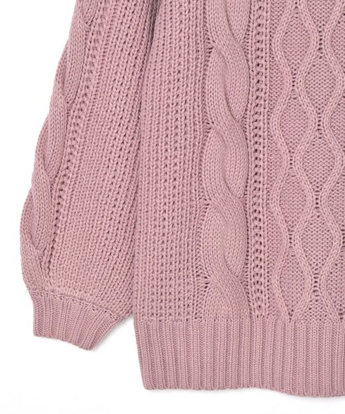 w closet（ダブルクローゼット）の「ケーブル編みロングプルオーバー（ニット/セーター・レディース・サックスブルー/ピンク/ラベンダー/キナリ・FREE）」の7枚目の写真