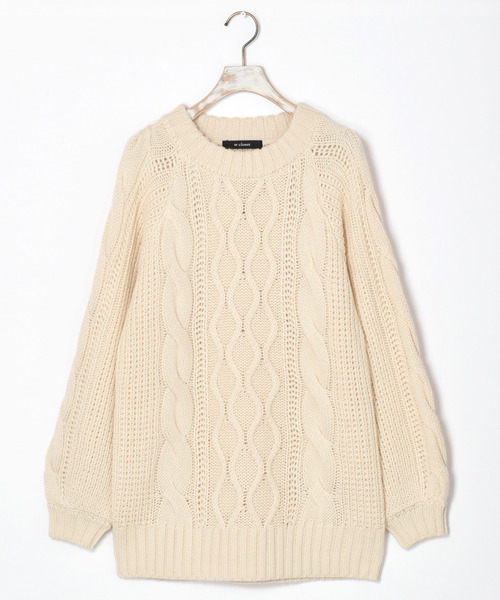 w closet（ダブルクローゼット）の「ケーブル編みロングプルオーバー（ニット/セーター・レディース・サックスブルー/ピンク/ラベンダー/キナリ・FREE）」の16枚目の写真