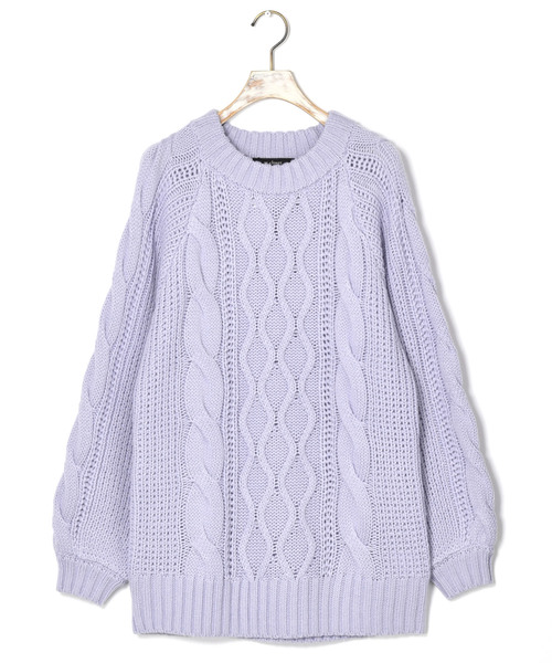 w closet（ダブルクローゼット）の「ケーブル編みロングプルオーバー（ニット/セーター・レディース・サックスブルー/ピンク/ラベンダー/キナリ・FREE）」の10枚目の写真