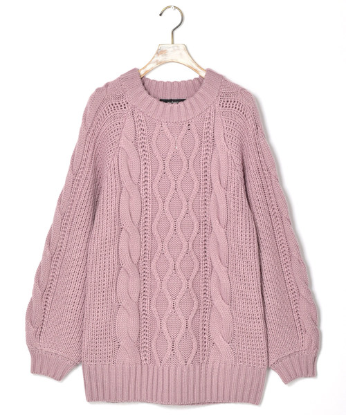 w closet（ダブルクローゼット）の「ケーブル編みロングプルオーバー（ニット/セーター・レディース・サックスブルー/ピンク/ラベンダー/キナリ・FREE）」の13枚目の写真